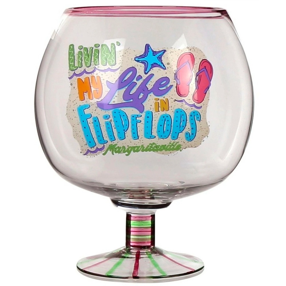 Margaritaville 3 Liter Cocktail Fishbowl Glass Livin My Life in Flip Flops New